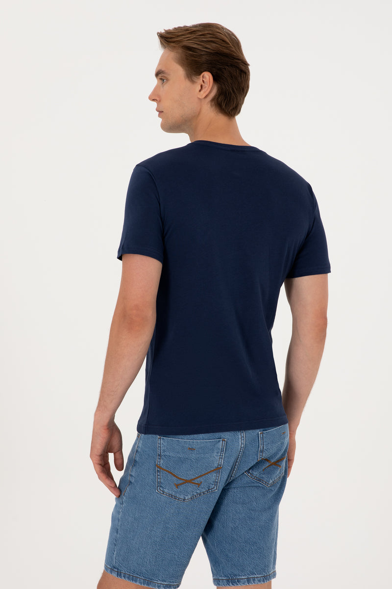 Tricou Barbat Bleumarin cu Guler In V