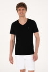 Tricou Barbat Negru cu Guler In V