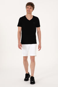 Tricou Barbat Negru cu Guler In V