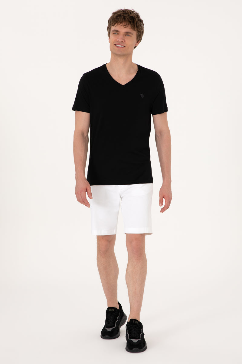 Tricou Barbat Negru cu Guler In V