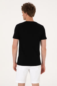 Tricou Barbat Negru cu Guler In V