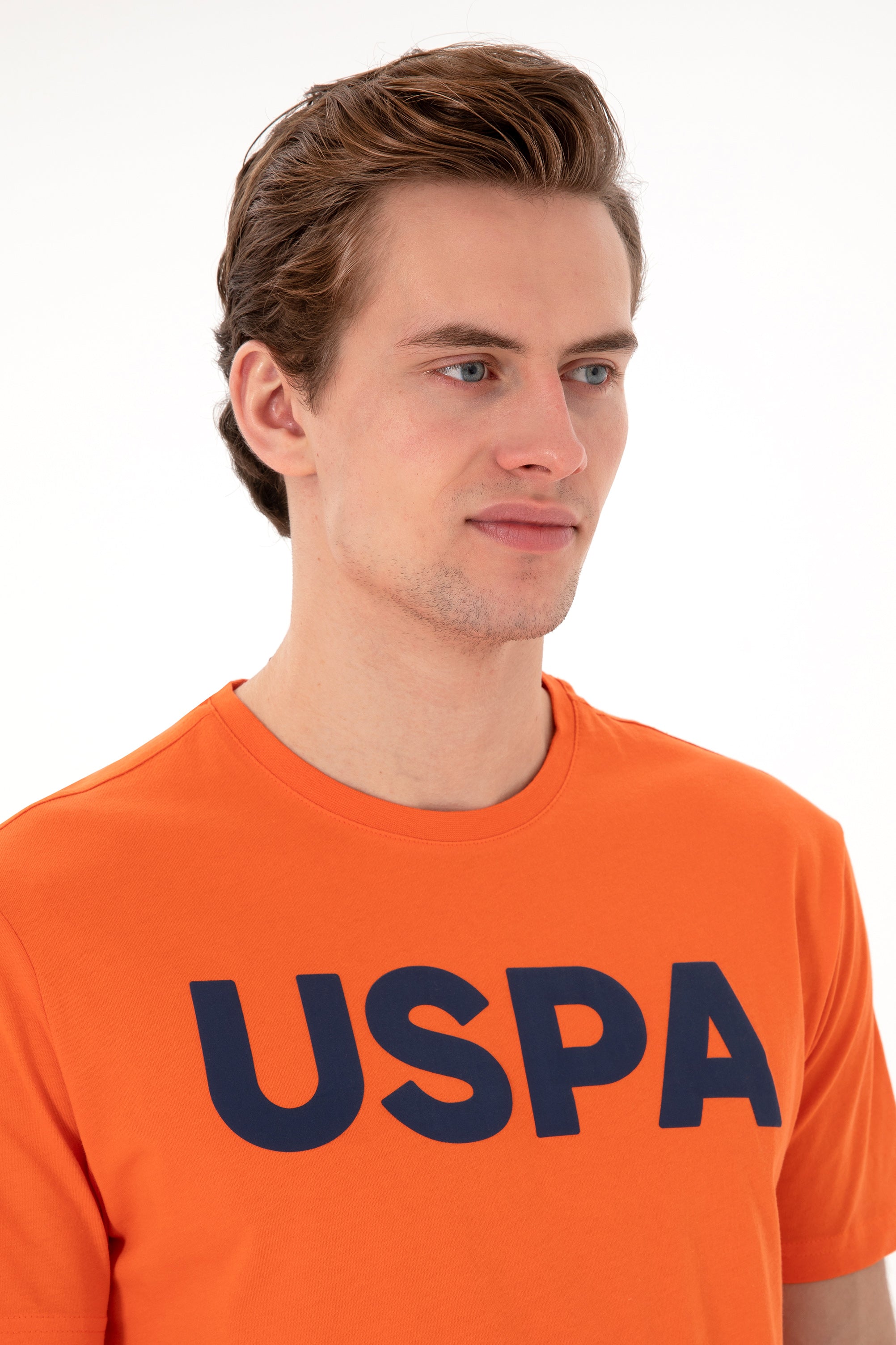 Tricou Cu Decolteu Rotund Portocaliu Cu Logo USPA