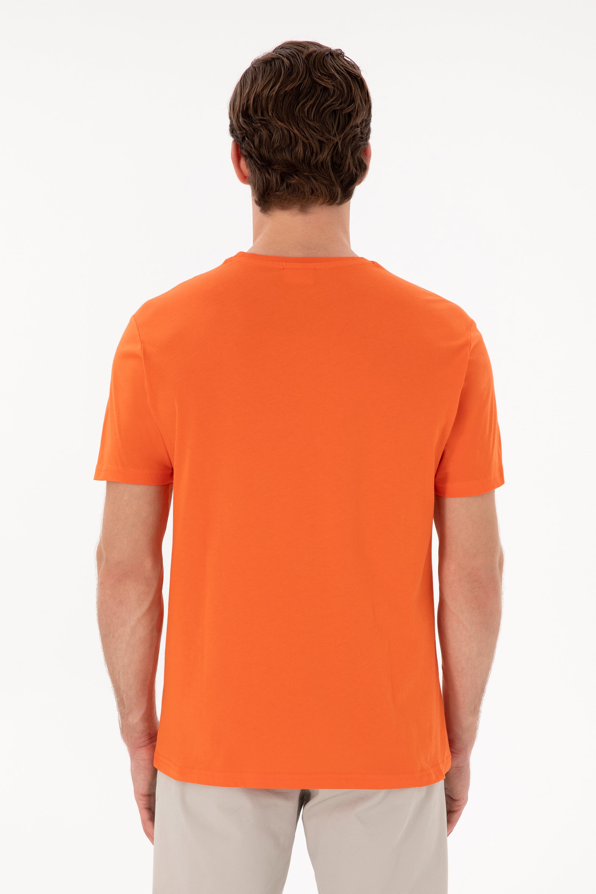 Tricou Cu Decolteu Rotund Portocaliu Cu Logo USPA