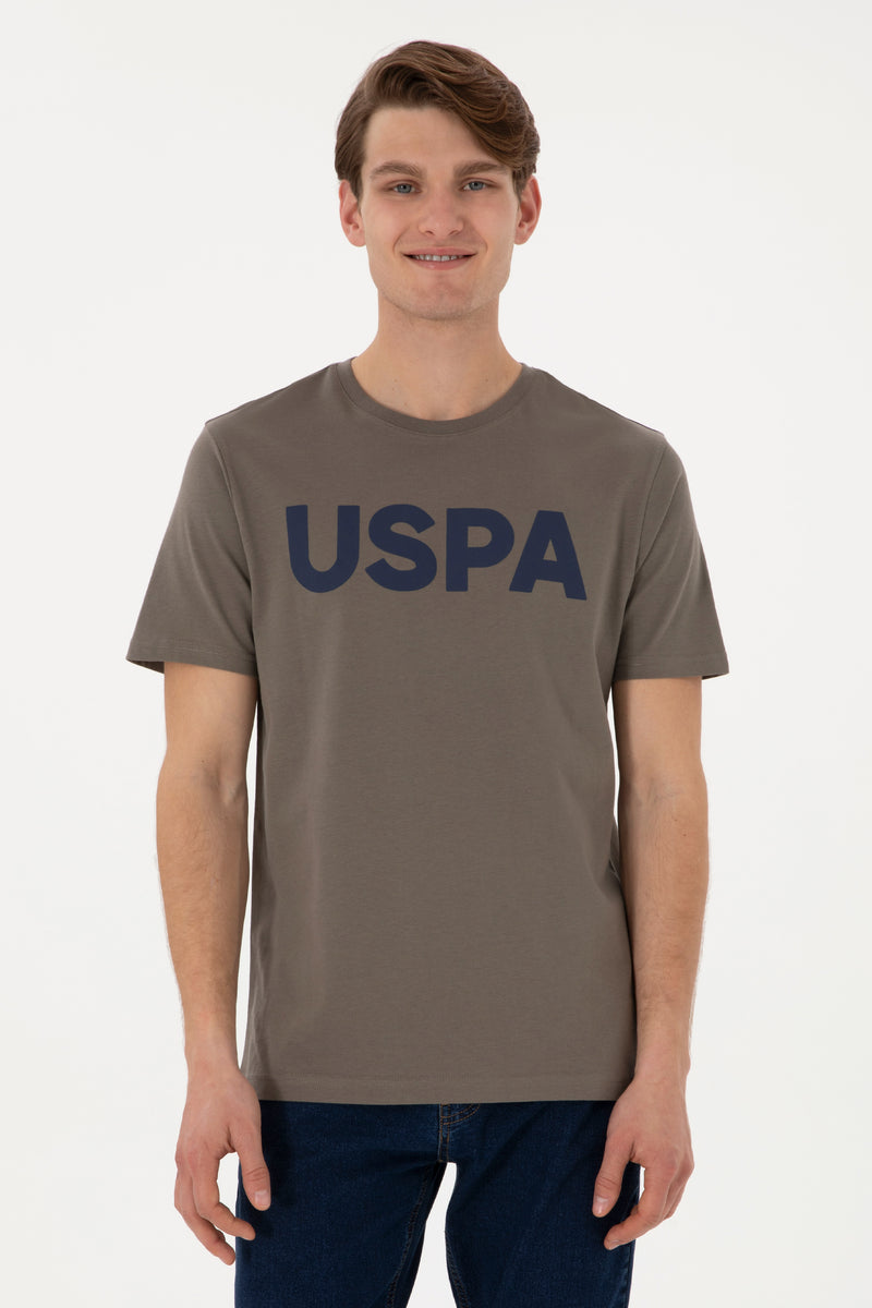 Tricou Barbat Maro Cu Guler Rotund Si Print USPA Pe Piept