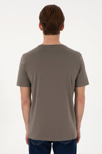 Tricou Barbat Maro Cu Guler Rotund Si Print USPA Pe Piept