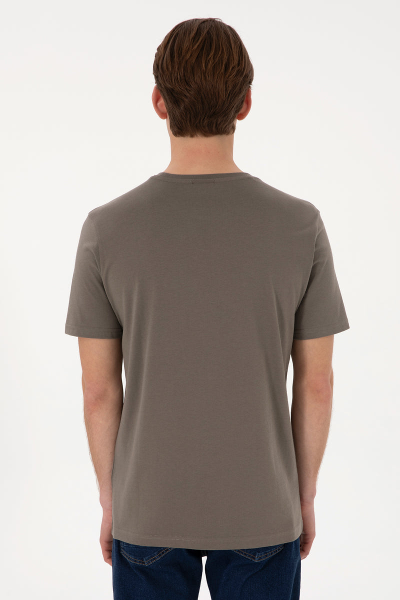 Tricou Barbat Maro Cu Guler Rotund Si Print USPA Pe Piept