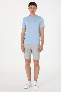 Tricou Barbat Albastra Deschis cu Guler Rotund