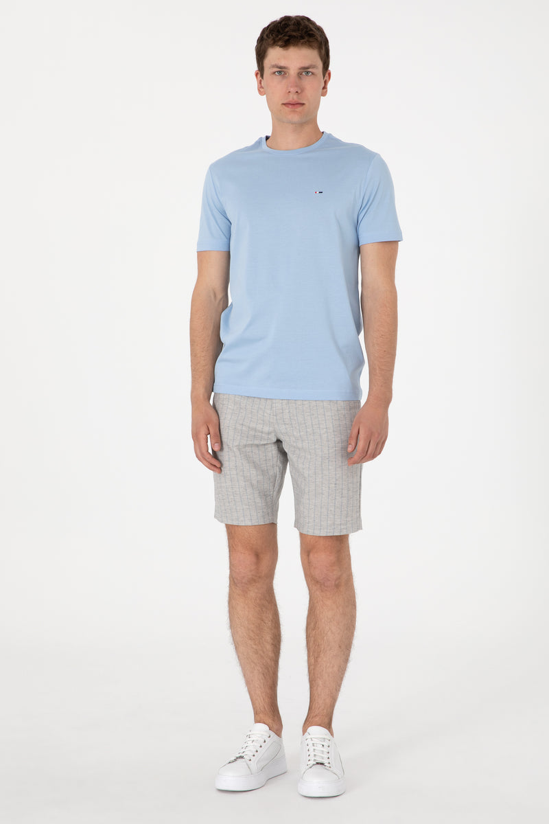 Tricou Barbat Albastra Deschis cu Guler Rotund