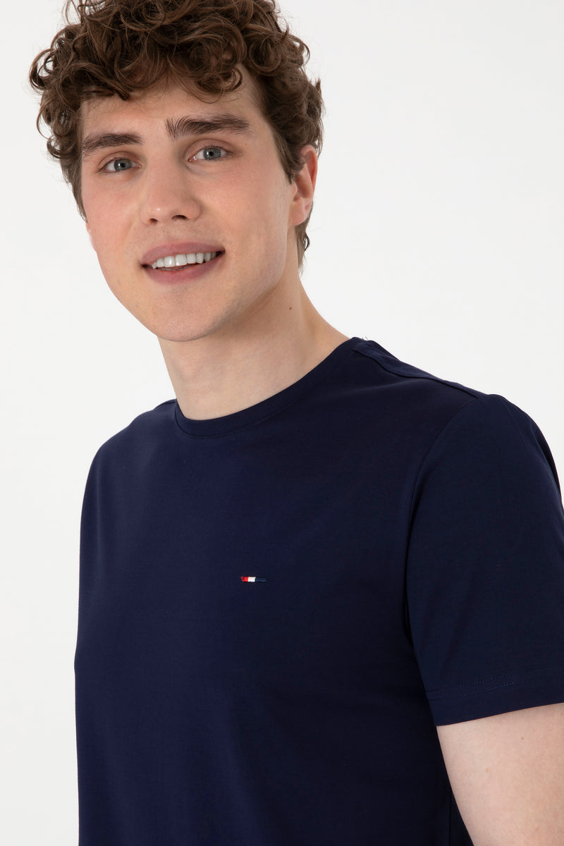 Tricou Barbat Bleumarin cu Guler Rotund