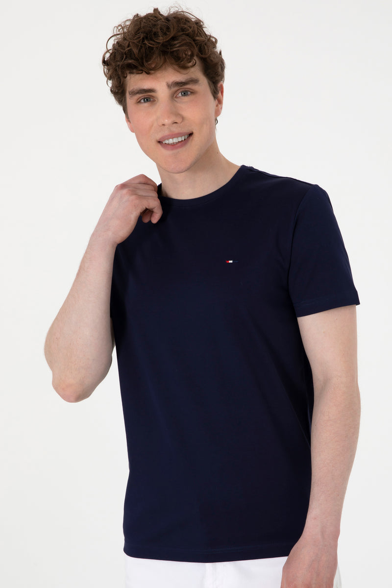 Tricou Barbat Bleumarin cu Guler Rotund