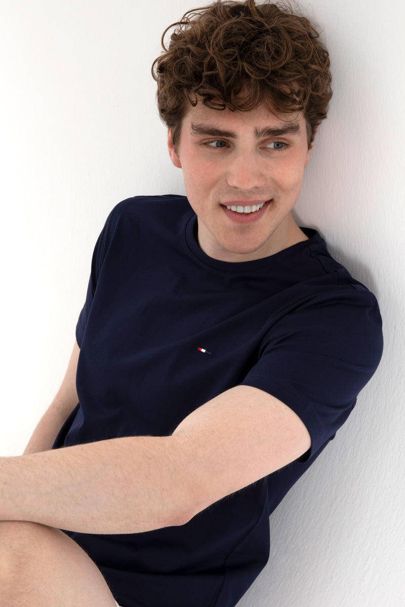 Tricou Barbat Bleumarin cu Guler Rotund