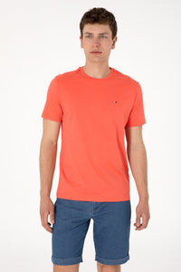 Tricou Barbat Portocaliu cu Guler Rotund