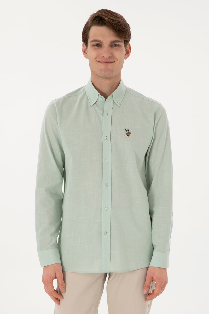 Camasa Barbat Verde Dafin Textura De Vara