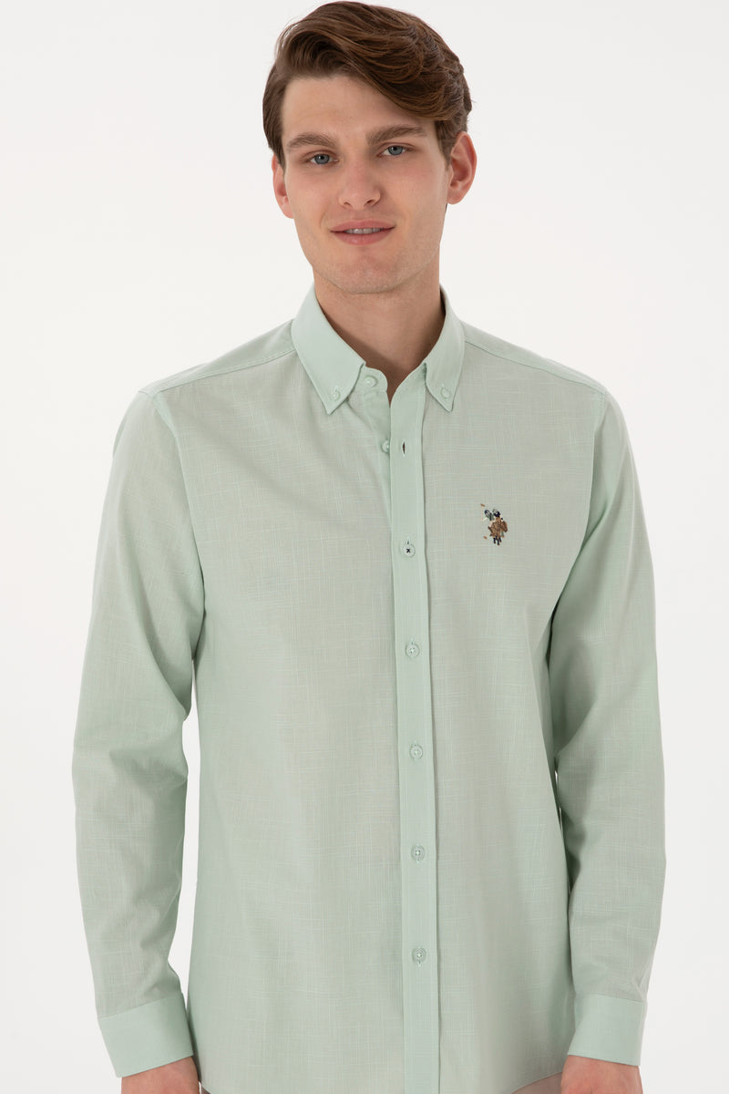 Camasa Barbat Verde Dafin Textura De Vara