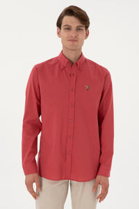 Camasa Barbat Rosu Purpuriu Textura De Vara