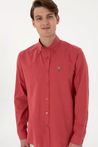 Camasa Barbat Rosu Purpuriu Textura De Vara