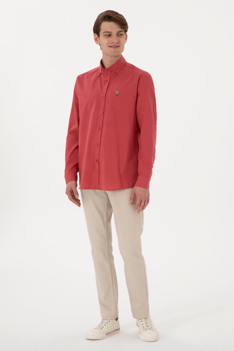 Camasa Barbat Rosu Purpuriu Textura De Vara