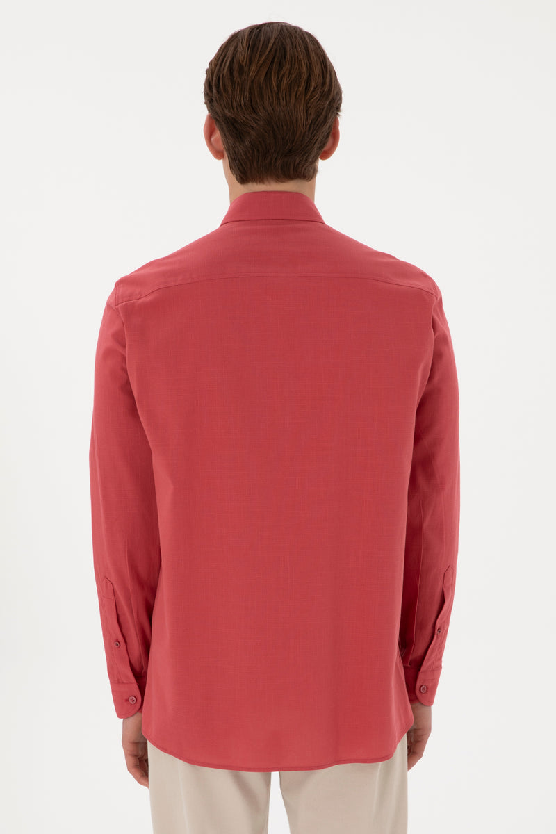 Camasa Barbat Rosu Purpuriu Textura De Vara