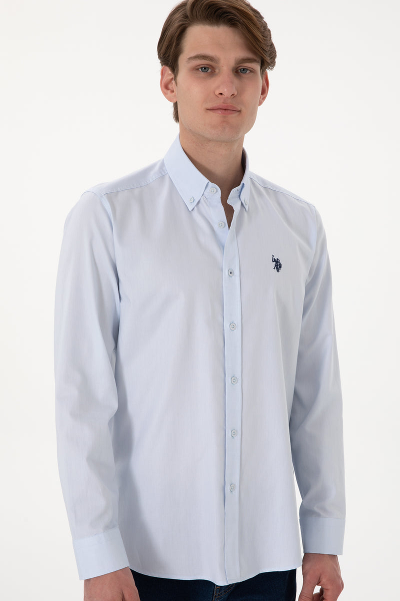 Camasa Barbat Albastra Deschis Cu Logo Brodat