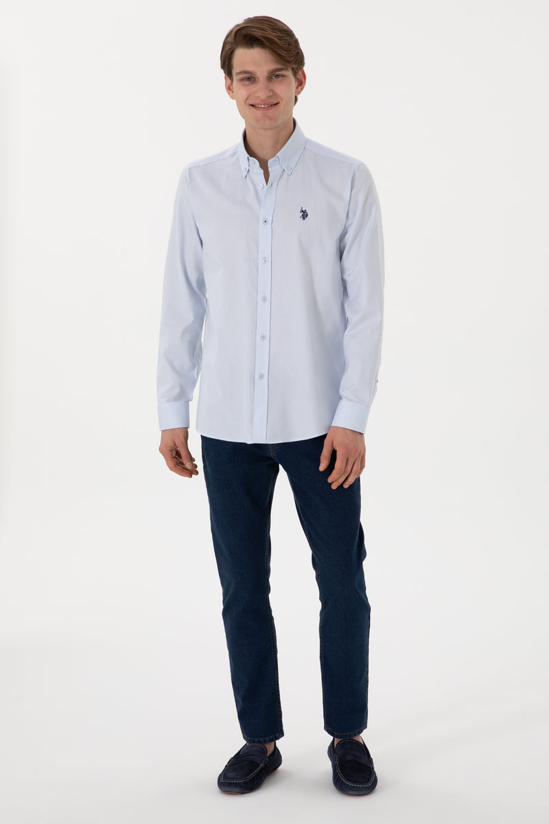 Camasa Barbat Albastra Deschis Cu Logo Brodat