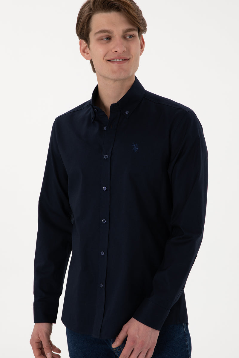 Camasa Barbat Bleumarin Cu Logo Brodat