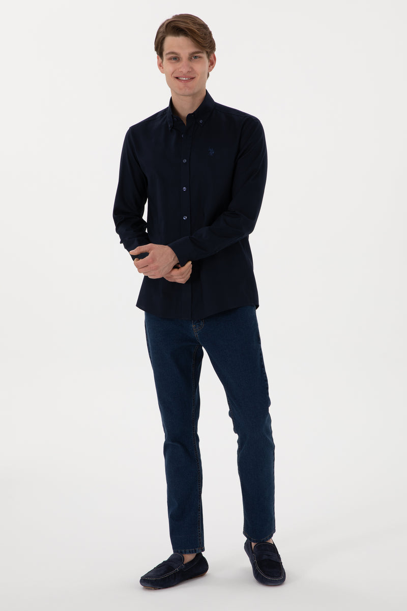 Camasa Barbat Bleumarin Cu Logo Brodat