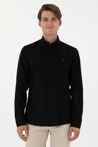 Camasa Barbat Pe Negru Cu Logo Brodat