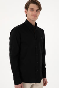 Camasa Barbat Pe Negru Cu Logo Brodat