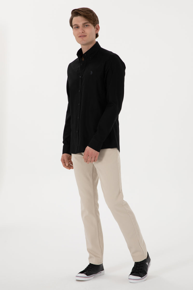 Camasa Barbat Pe Negru Cu Logo Brodat