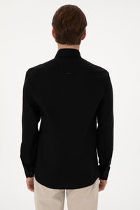 Camasa Barbat Pe Negru Cu Logo Brodat