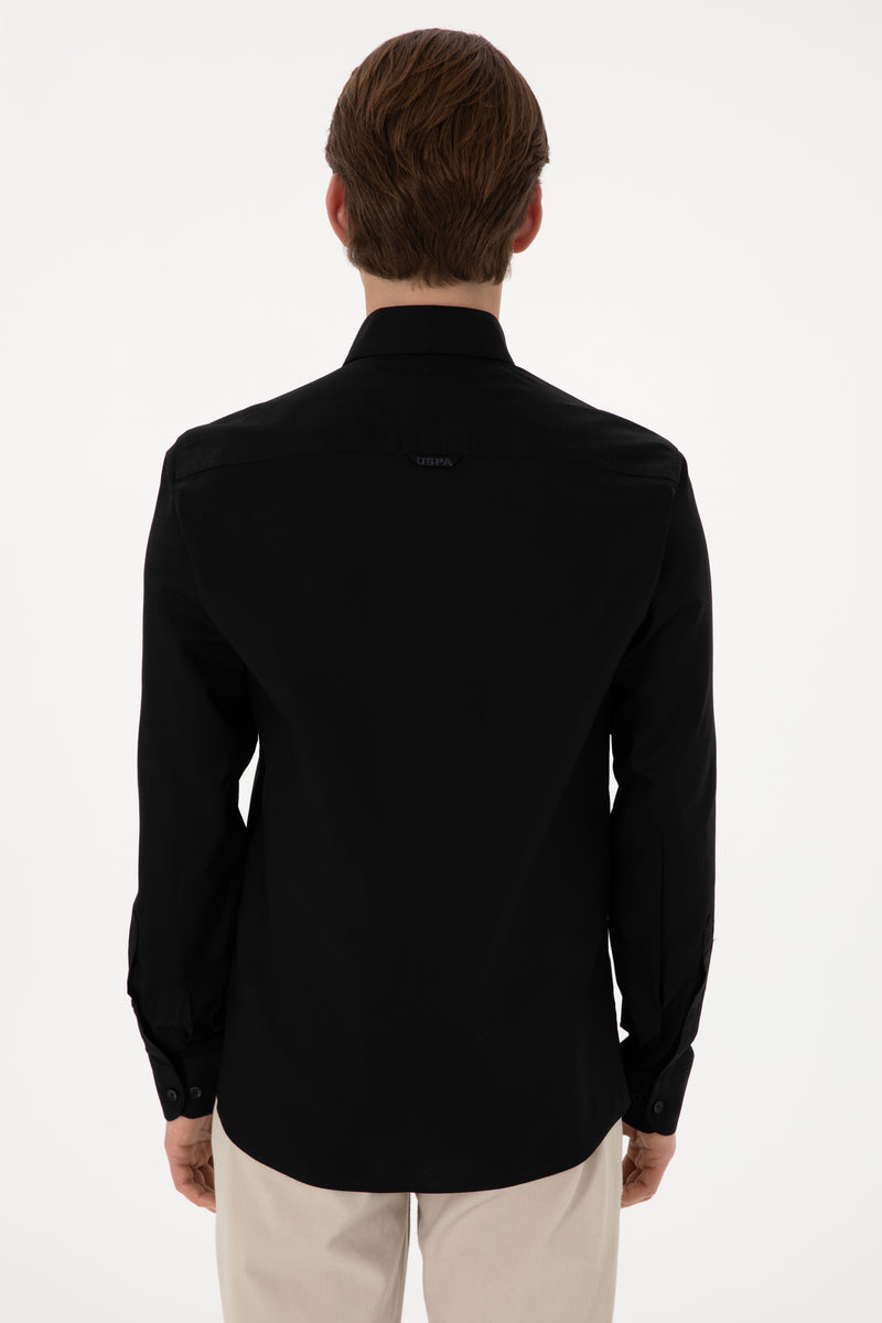 Camasa Barbat Pe Negru Cu Logo Brodat