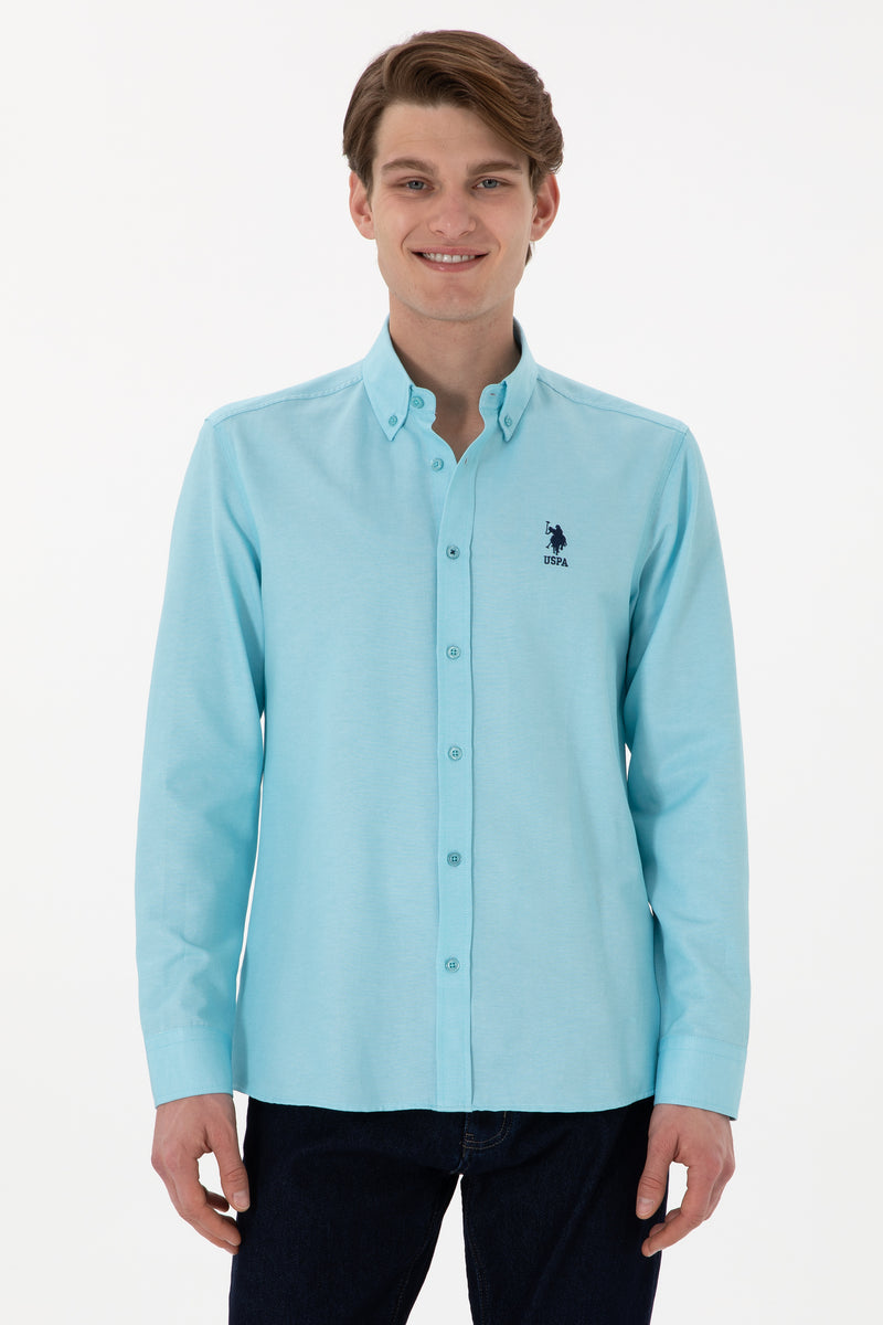Camasa Barbat Albastru Ciel Cu Logo Brodat