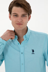 Camasa Barbat Albastru Ciel Cu Logo Brodat