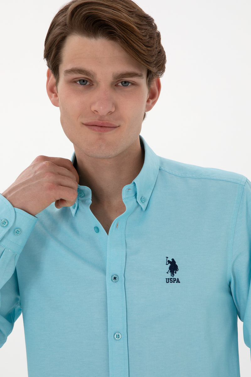 Camasa Barbat Albastru Ciel Cu Logo Brodat