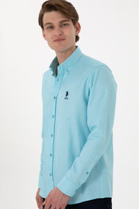 Camasa Barbat Albastru Ciel Cu Logo Brodat