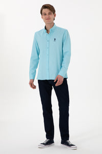 Camasa Barbat Albastru Ciel Cu Logo Brodat