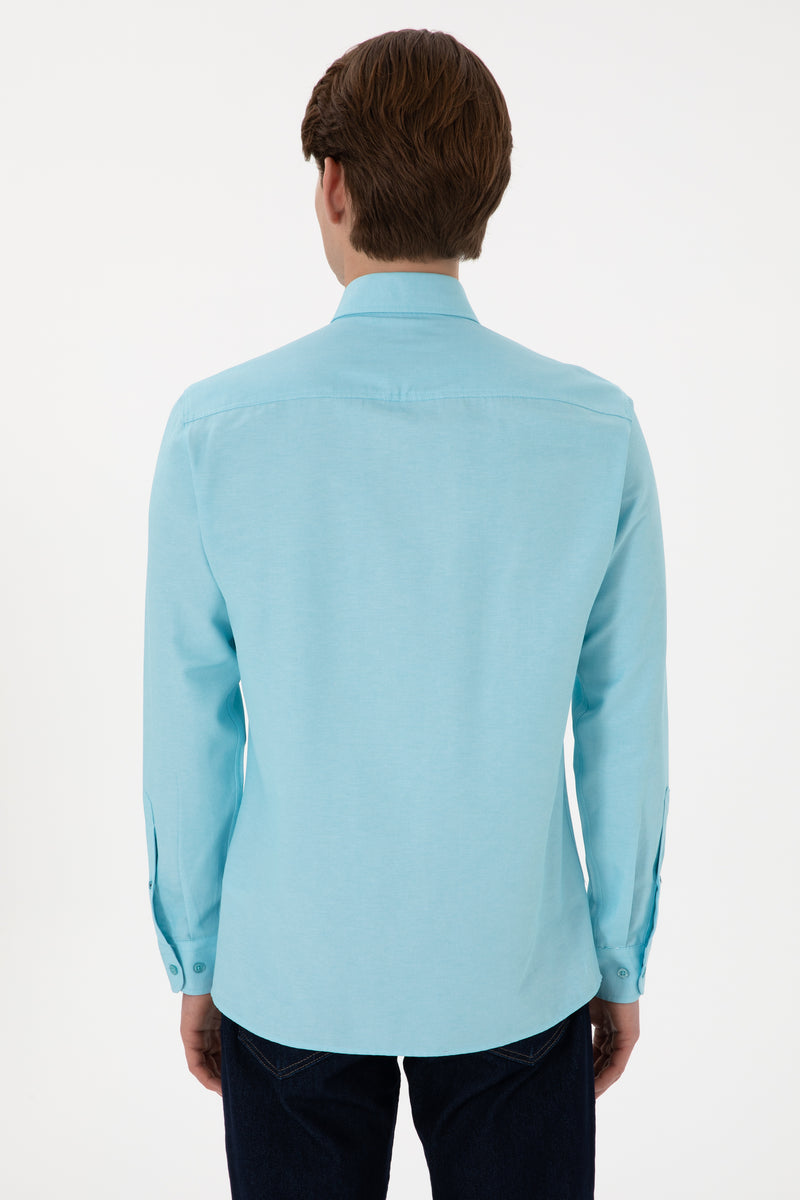 Camasa Barbat Albastru Ciel Cu Logo Brodat