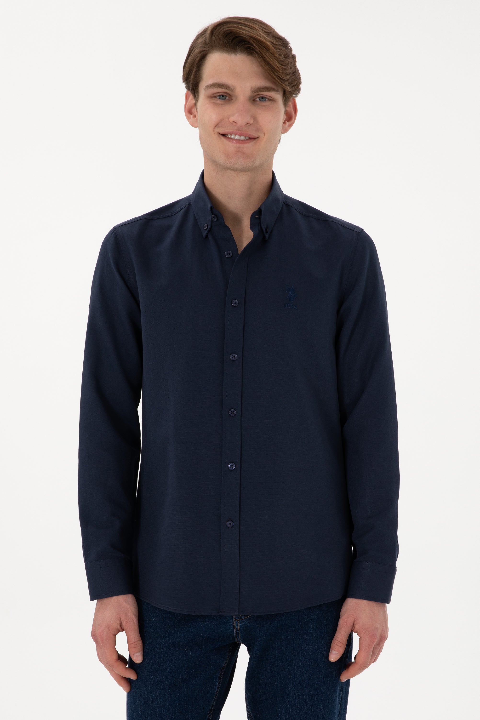 Camasa Barbat Bleumarin Cu Logo Brodat