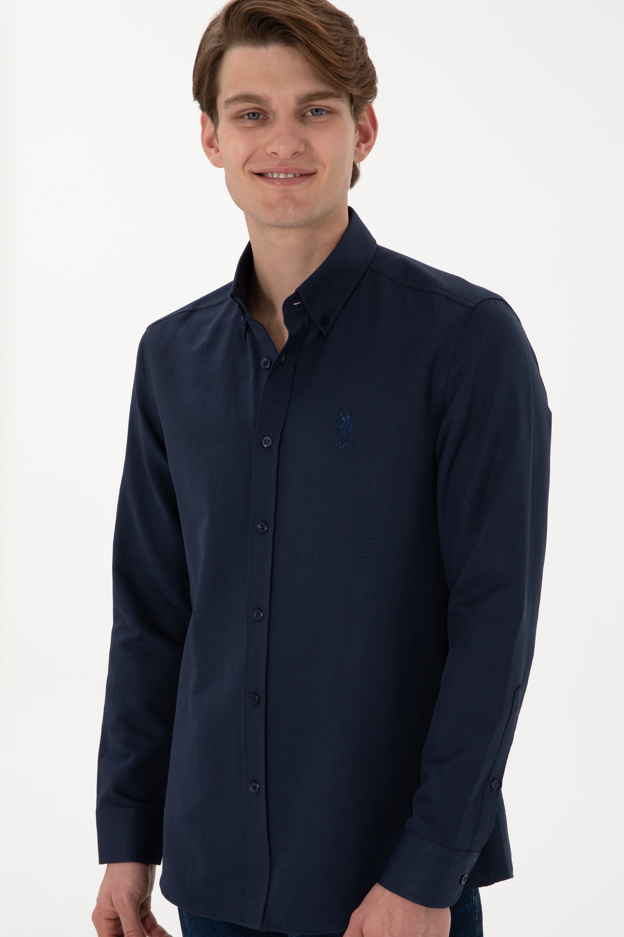 Camasa Barbat Bleumarin Cu Logo Brodat