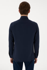 Camasa Barbat Bleumarin Cu Logo Brodat