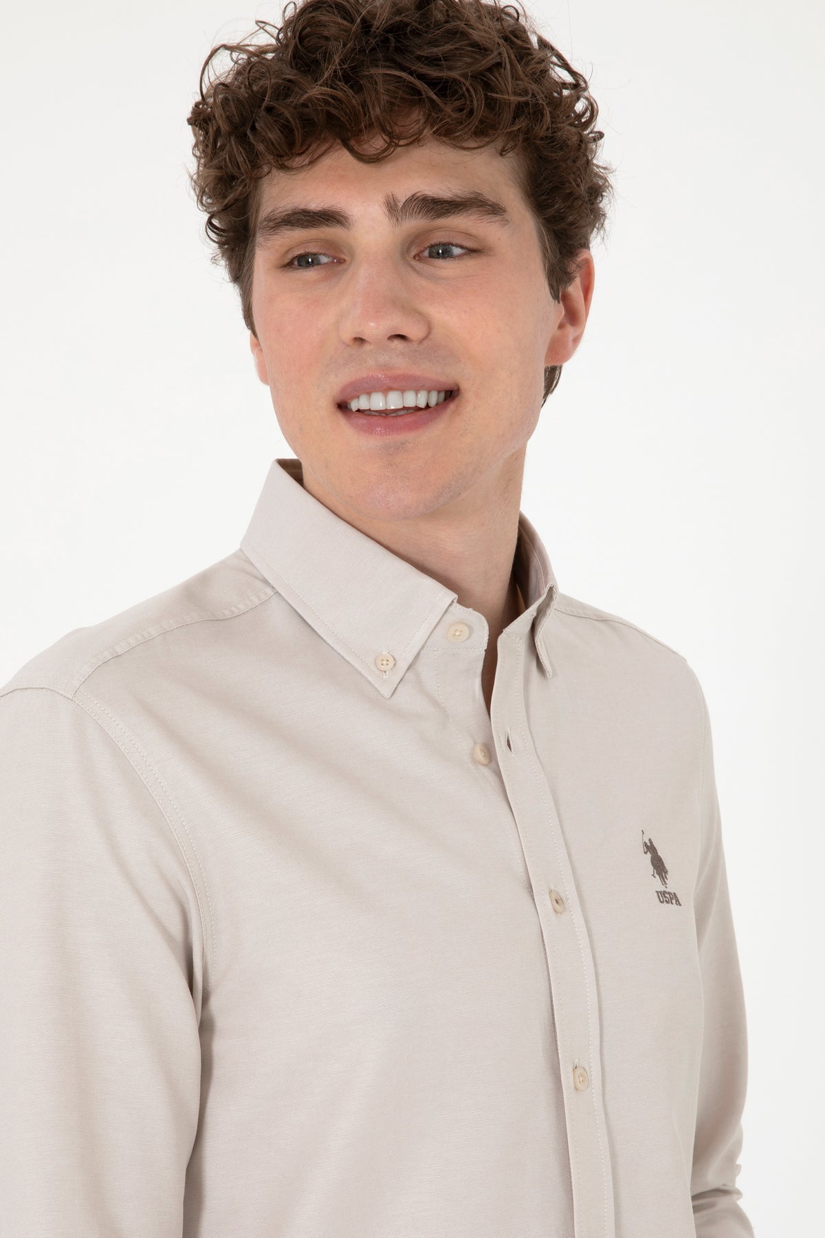 Camasa Barbat Bej Cu Logo