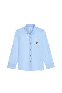 Cămașă Băieți Pe Albastru Deschis Cu Logo Colorat