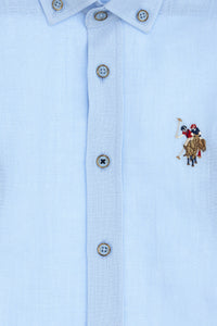 Cămașă Băieți Pe Albastru Deschis Cu Logo Colorat