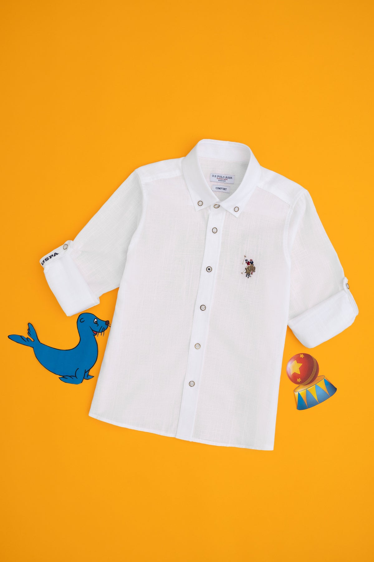 Cămașă Băieți Pe Alb Cu Logo Colorat