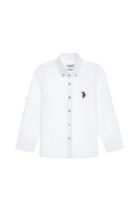 Cămașă Băieți Pe Alb Cu Logo Colorat