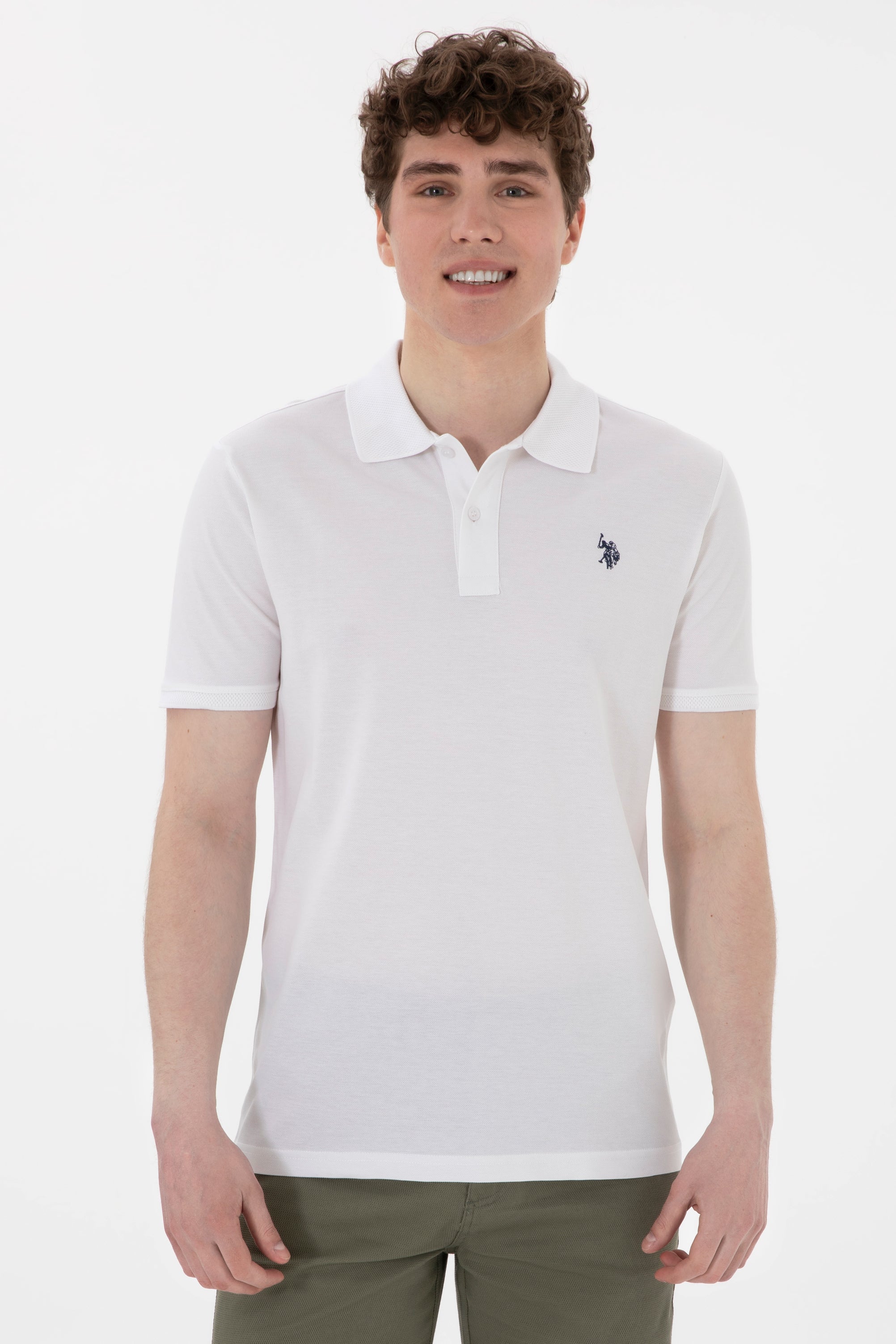 Tricou Polo Barbat Alb Cu Logo Brodat U.S. Polo Assn. Romania