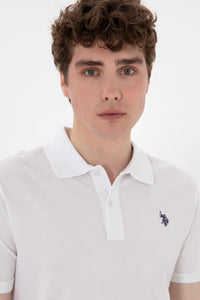 Tricou Polo Barbat Alb Cu Logo Brodat