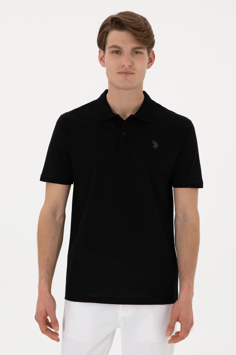 Tricou Polo Barbat Negru Cu Logo Brodat
