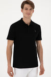 Tricou Polo Barbat Negru Cu Logo Brodat