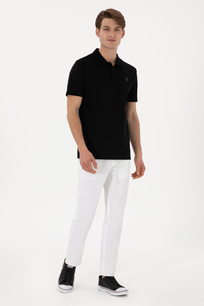 Tricou Polo Barbat Negru Cu Logo Brodat